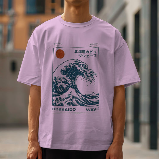 Unisex "Hokkaido Wave" Oversized Graphic Placement T-Shirt