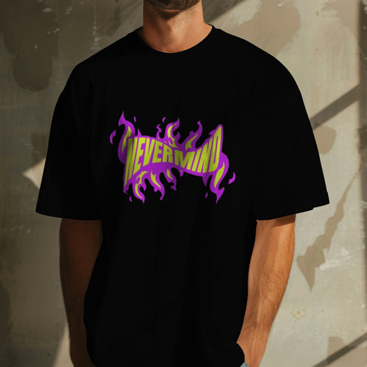"Nevermind" Unisex Oversized graphic placement T-Shirt