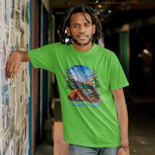 "Camp it out" Green Oversized Graphic Placement T-shirt