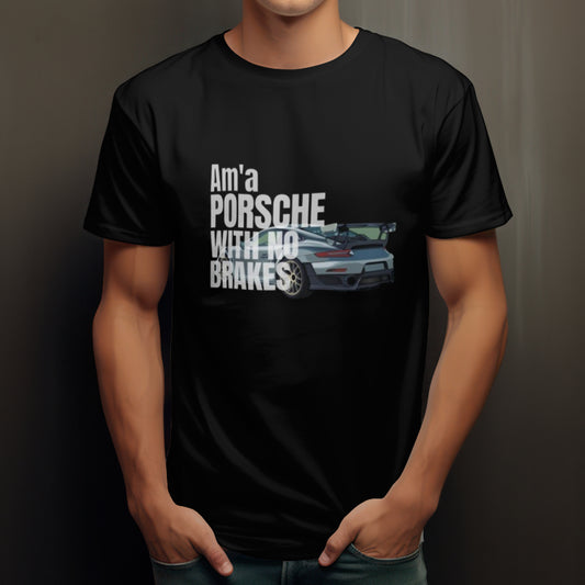 Black "Porsche" Oversized Graphic Placement T - shirt