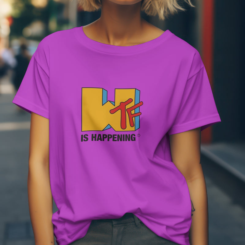 WTF White Oversized Placement Graphic Printed T-shirt