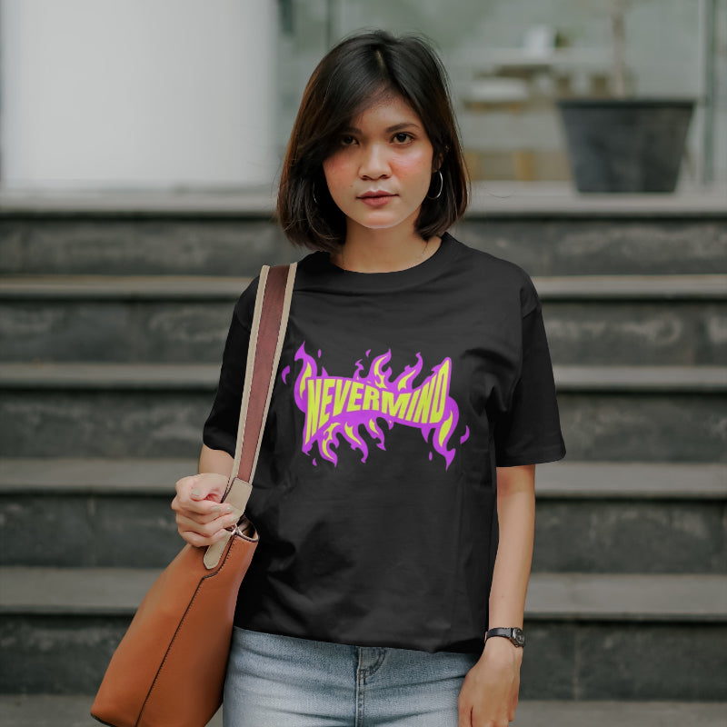 "Nevermind" Unisex Oversized graphic placement T-Shirt