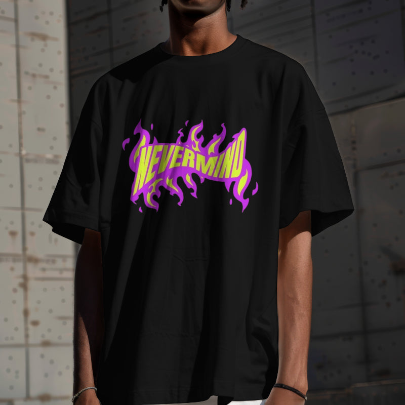 "Nevermind" Unisex Oversized graphic placement T-Shirt