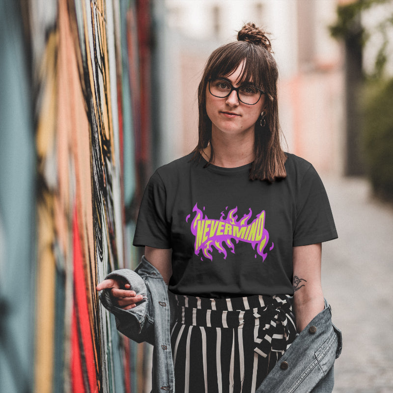 "Nevermind" Unisex Oversized graphic placement T-Shirt