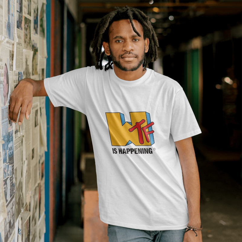 WTF White Oversized Placement Graphic Printed T-shirt