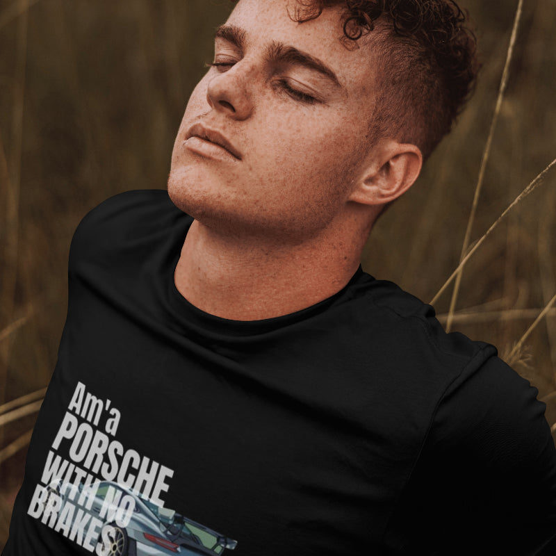 Black "Porsche" Oversized Graphic Placement T - shirt