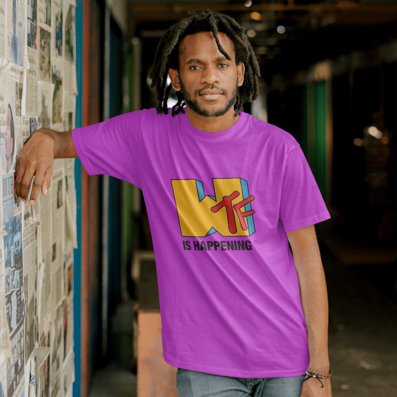 WTF White Oversized Placement Graphic Printed T-shirt