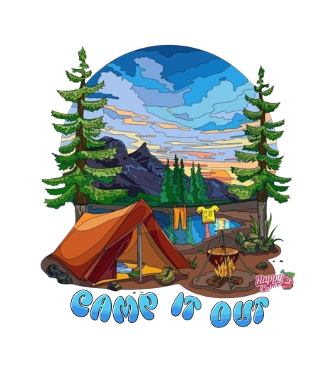 "Camp it out" Green Oversized Graphic Placement T-shirt