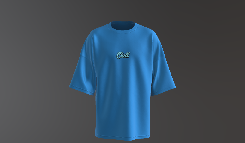 "Chill" Blue Oversized Placement Printed T-Shirt